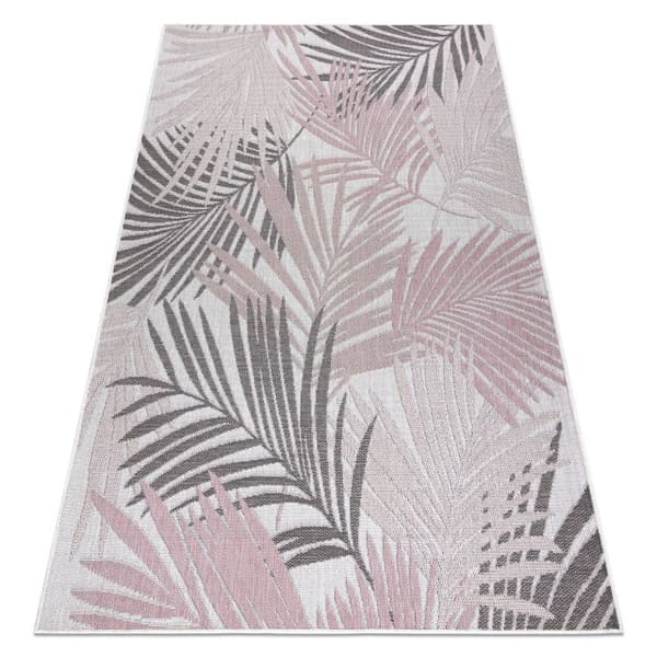 Matta SISAL SION Palmblad, tropiska 2837 Flat vävd ecru / rosa, 140x190 cm