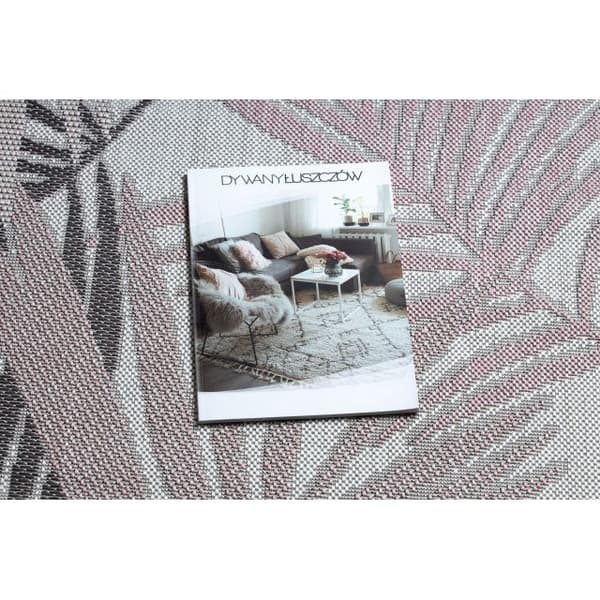 Matta SISAL SION Palmblad, tropiska 2837 Flat vävd ecru / rosa, 160x220 cm