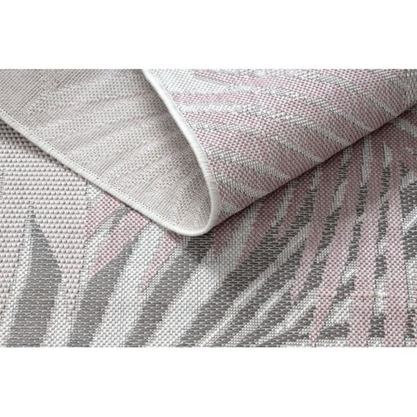 Matta SISAL SION Palmblad, tropiska 2837 Flat vävd ecru / rosa, 180x270 cm