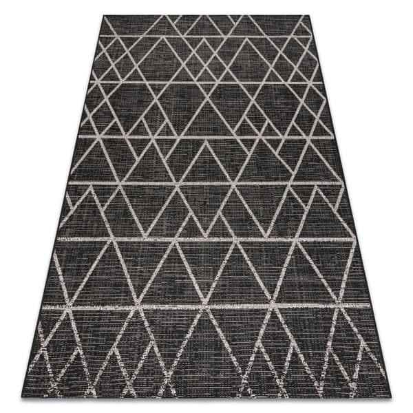 MATTA SIZAL FLOORLUX 20508 svart / silver TRIANGLER, 200x290 cm