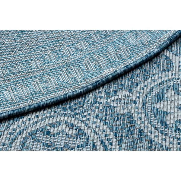 Sisaltæppe SISAL LOFT 21193 hjul BOHO elfenben/sølv/blå, cirkel 160 cm