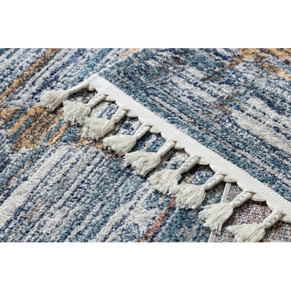 Modern matta BELLE BF13C blå / beige Fringe, 140x190 cm
