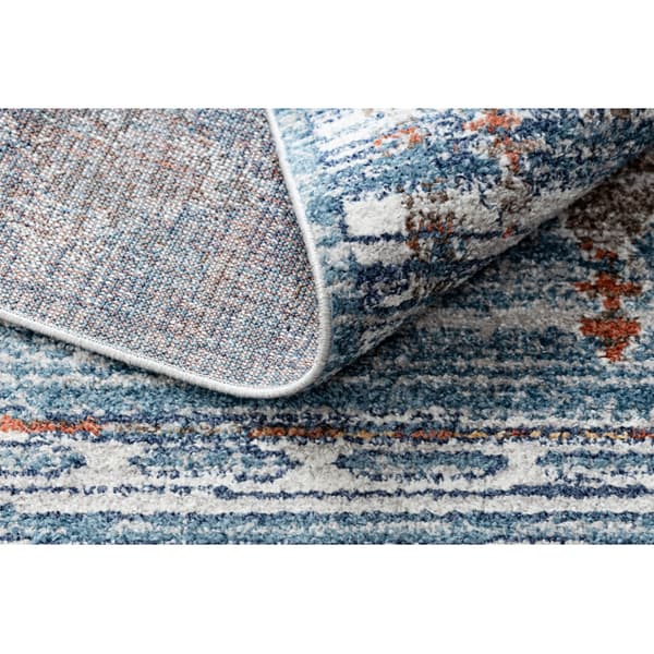 Modern matta BELLE BF13C blå / beige Fringe, 140x190 cm