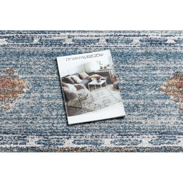Modern matta BELLE BF13C blå / beige Fringe, 140x190 cm