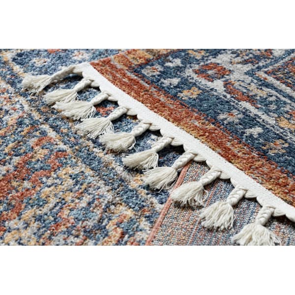 Modern matta BELLE BG58A mörkblå / beige Fringe, 200x290 cm