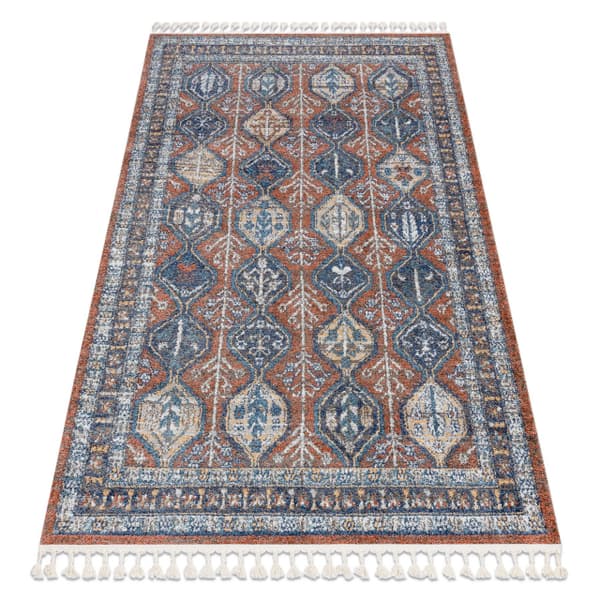 Matto moderni BELLE BG60A ruskea / vaaleanpunainen Tupsut , 200x290 cm