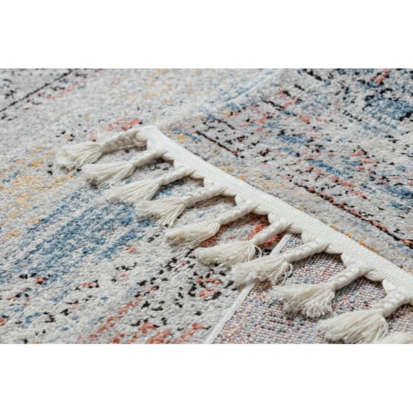 Modern matta BELLE BN25A beige / blå Fringe, 160x220 cm