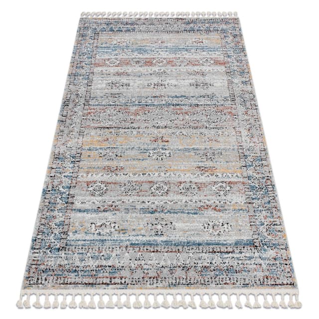 Modern matta BELLE BN25A beige / blå Fringe, 200x290 cm