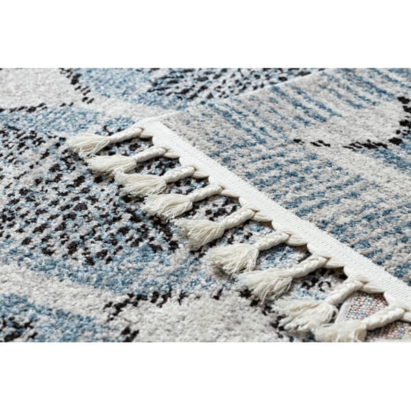Modern matta BELLE BR22A beige / blå Fringe, 200x290 cm