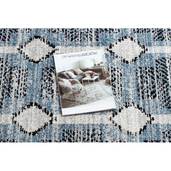 Modern matta BELLE BR22A beige / blå Fringe, 200x290 cm
