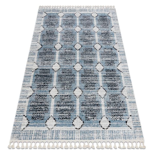 Modern matta BELLE BR22A beige / blå Fringe, 200x290 cm