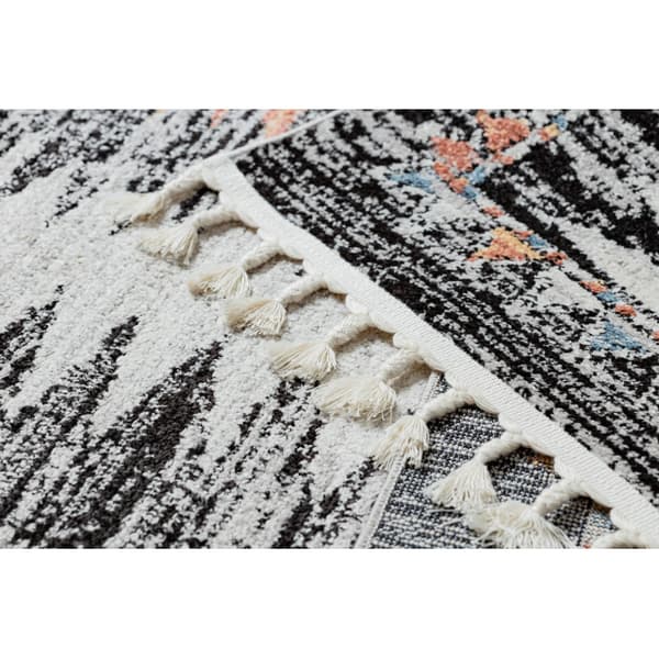 Modern matta BELLE BR23A svart / rosa Fringe, 80x150 cm