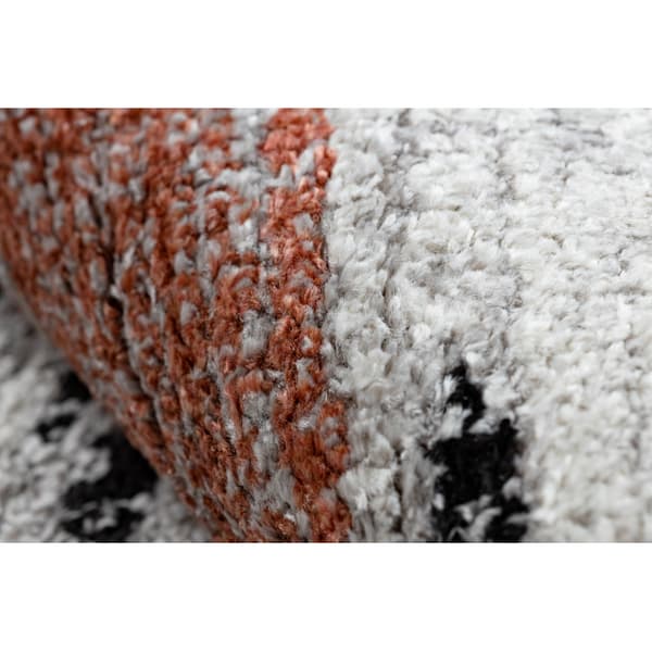 Modern matta BELLE BR23A svart / rosa Fringe, 80x150 cm