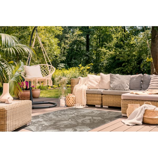 Sisaltæppe SISAL FLOORLUX 20491 BLOMSTER champagne / mørkgrå , 120x170 cm