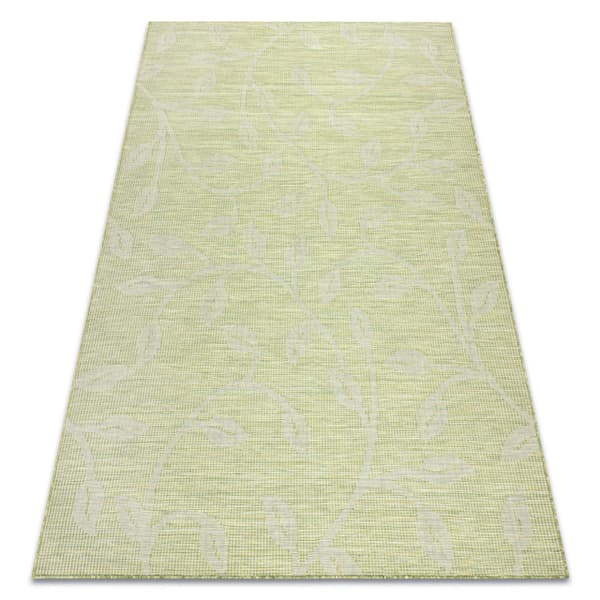 Matta SISAL PATIO 3045 löv Flatvävd grön / beige, 136x190 cm