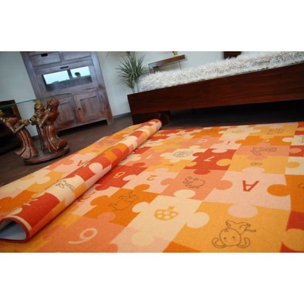 Lasten Matto PUZZLE oranssi , 100x150 cm