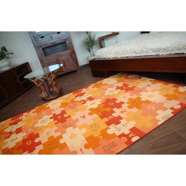 Lasten Matto PUZZLE oranssi , 100x150 cm