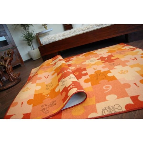 Lasten Matto PUZZLE oranssi , 100x150 cm