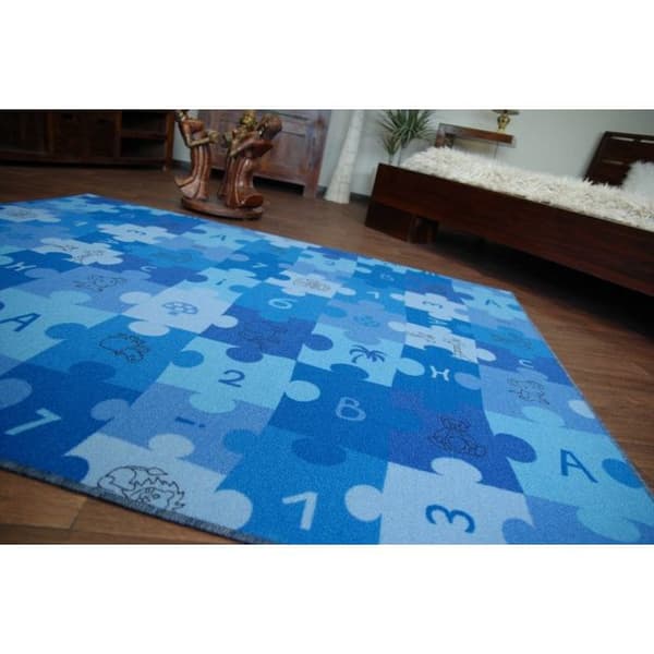 Lasten Matto PUZZLE sininen, 100x300 cm