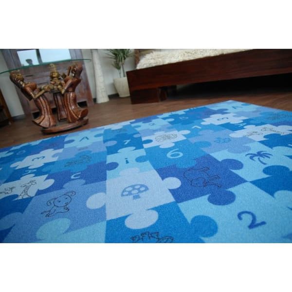 Lasten Matto PUZZLE sininen, 100x300 cm