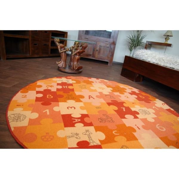 Lasten Matto PUZZLE oranssi  pyörä, cirkel 100 cm