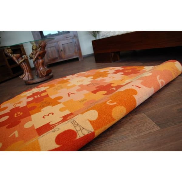 Lasten Matto PUZZLE oranssi  pyörä, cirkel 100 cm