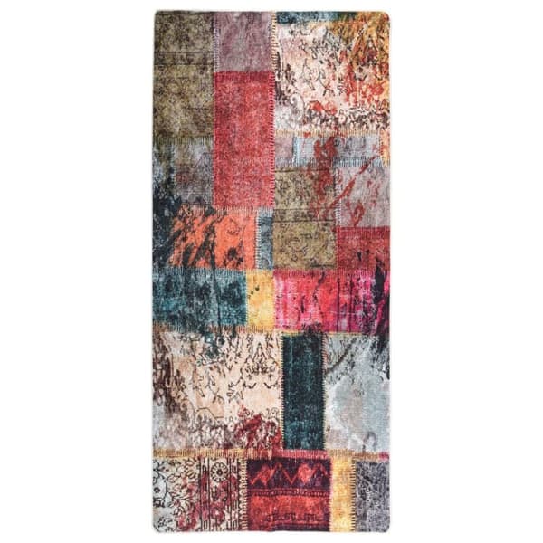 vidaXL gulvtæppe 80x300 cm skridsikkert og vaskbart patchworkdesign