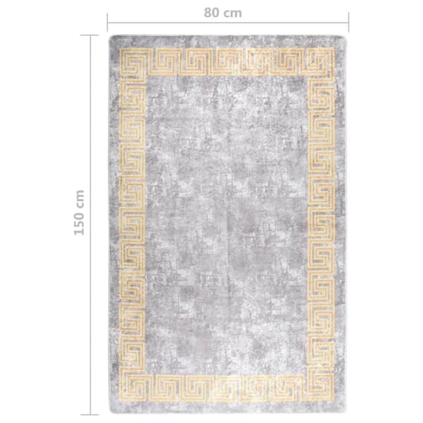 vidaXL Vaskbart teppe 80x150 cm grå sklisikker