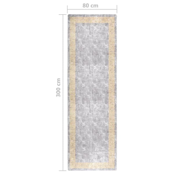 vidaXL Vaskbart teppe 80x300 cm grå sklisikker