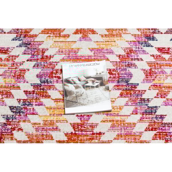 Modern matta MUNDO D7951 diamanter 3D utomhus rosa / beige, 120x170 cm