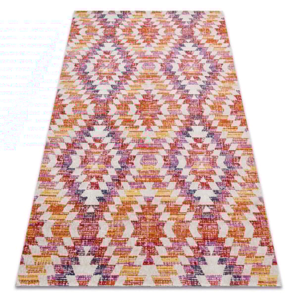 Modern matta MUNDO D7951 diamanter 3D utomhus rosa / beige, 120x170 cm
