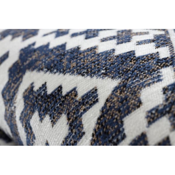 Moderne tæppe MUNDO E0561 diamanter, zigzag 3D udendørs blå / beige, 80x250 cm