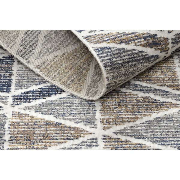 Modern matta MUNDO D7891 diamanter, trianglar 3D utomhus grå / beige, 160x220 cm