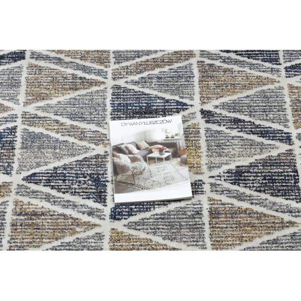 Modern matta MUNDO D7891 diamanter, trianglar 3D utomhus grå / beige, 160x220 cm
