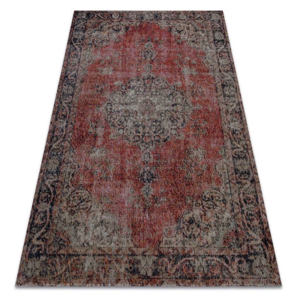 Modern matta MUNDO E0691 prydnad, vintage utomhus röd / beige, 80x250 cm