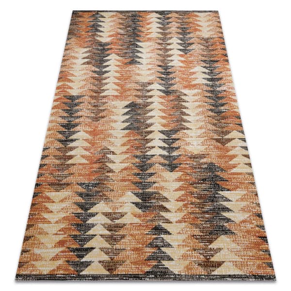 Modern matta MUNDO D5781 trianglar 3D utomhus orange / beige, 120x170 cm