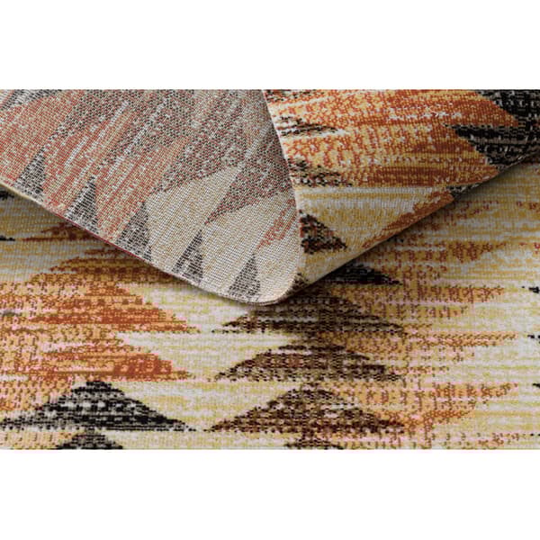 Moderne tæppe MUNDO D5781 trekanter 3D udendørs orange / beige, 140x190 cm