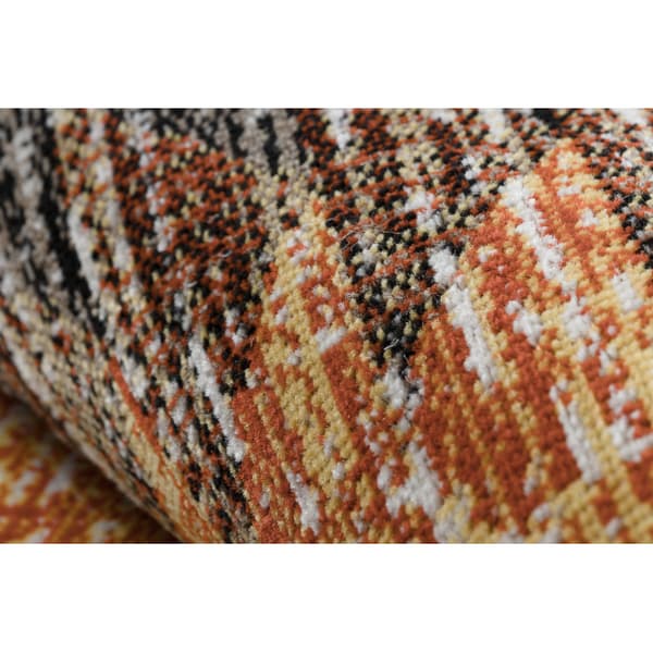 Moderne tæppe MUNDO D5781 trekanter 3D udendørs orange / beige, 140x190 cm