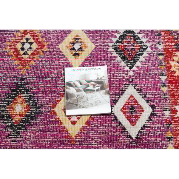 Moderne tæppe MUNDO D7701 diamanter boho udendørs lyserød / beige, 180x270 cm