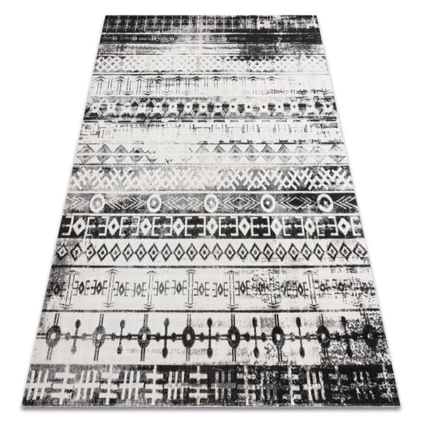Moderne tæppe MUNDO E0592 etnisk boho udendørs beige / sort, 140x190 cm