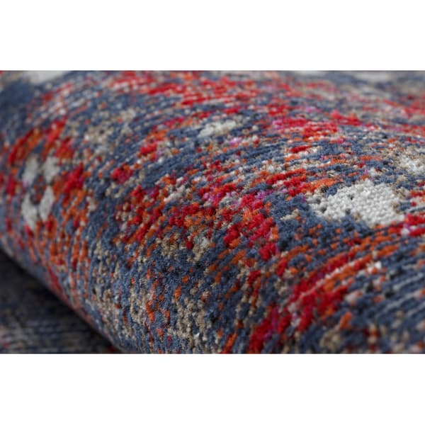 Modern matta MUNDO E0551 prydnad, ram vintage utomhus röd / svart, 120x170 cm