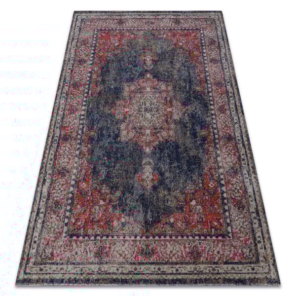 Modern matta MUNDO E0551 prydnad, ram vintage utomhus röd / svart, 180x270 cm