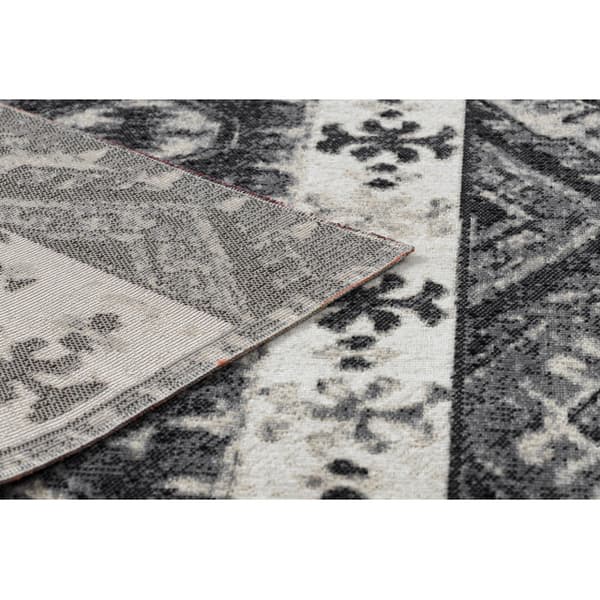 Moderne tæppe MUNDO E0651 etnisk boho udendørs beige / sort, 160x220 cm