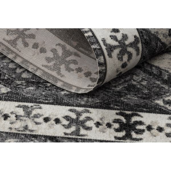 Modern matta MUNDO E0651 etnisk utomhus beige / svart, 200x290 cm