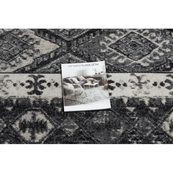 Modern matta MUNDO E0651 etnisk utomhus beige / svart, 200x290 cm