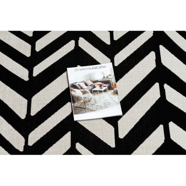 Modern matta MUNDO E0571 fiskbens utomhus beige / svart, 140x190 cm