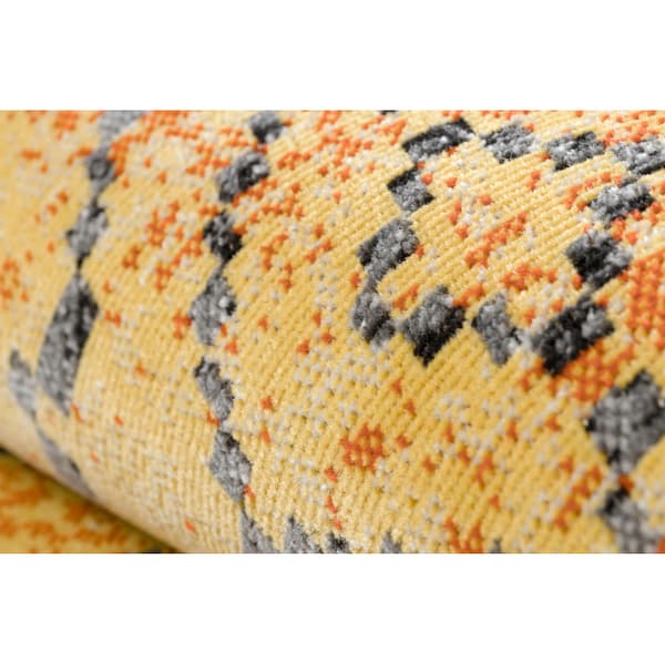Moderni matto MUNDO D5751 glamour ulkona oranssi / musta, 80x250 cm