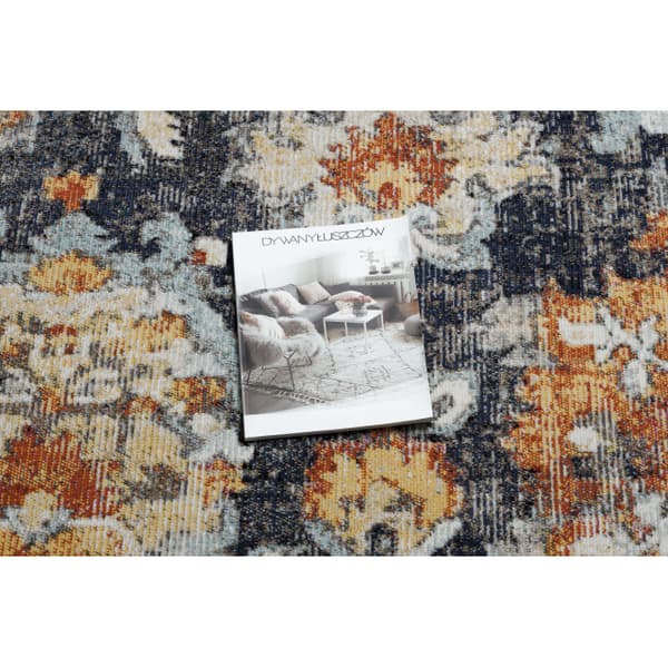 Moderni matto MUNDO E0671 itämainen vintage ulkona musta / keltainen, 160x220 cm