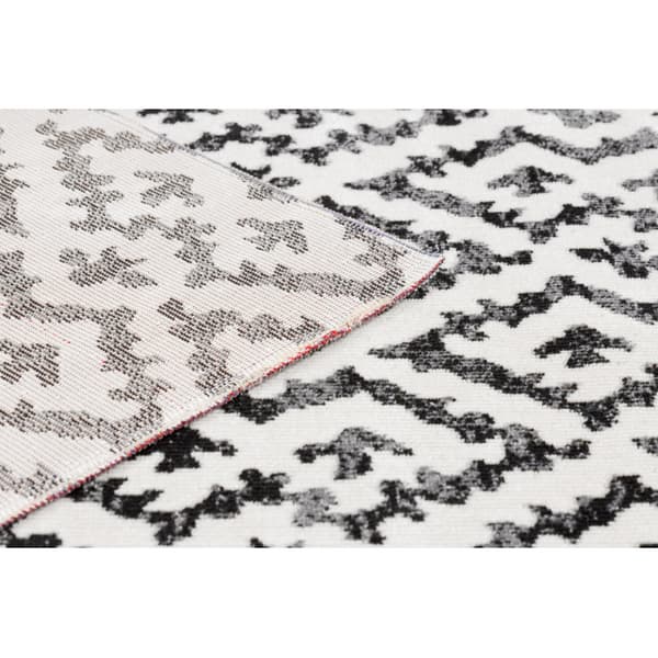 Moderne tæppe MUNDO E0621 geometrisk boho udendørs beige / sort, 120x170 cm