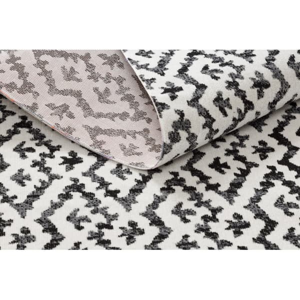 Moderne tæppe MUNDO E0621 geometrisk boho udendørs beige / sort, 120x170 cm
